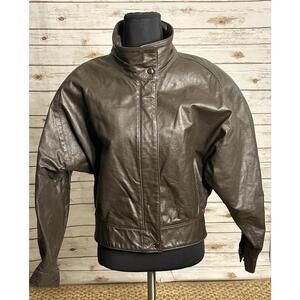 Vintage COMINT brown oversized leather bomber jacket Size Small